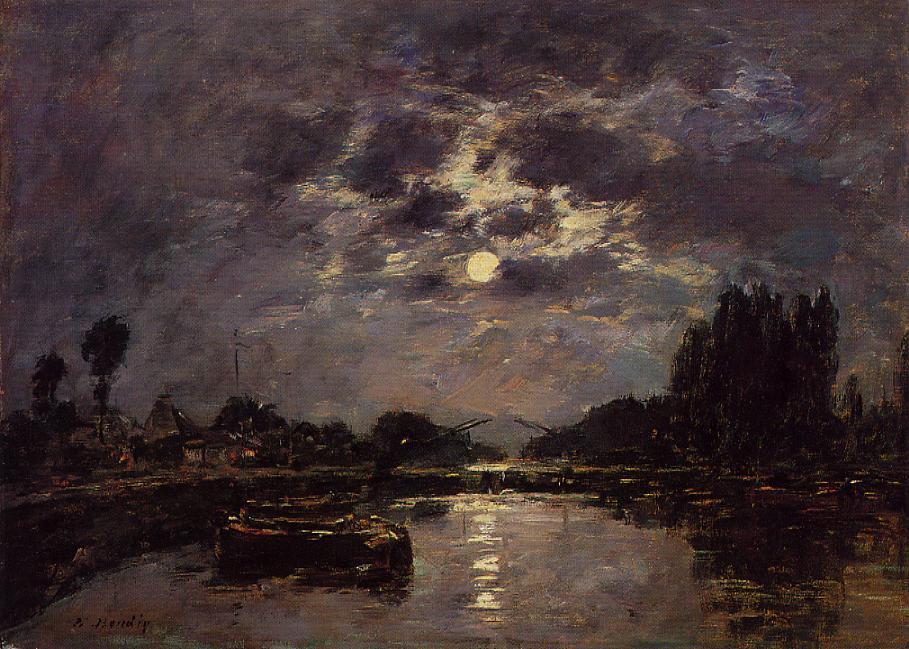 The Effect of Moonlight (also known as St. Valery Canal)Eugène-Louis Boudin (1891)